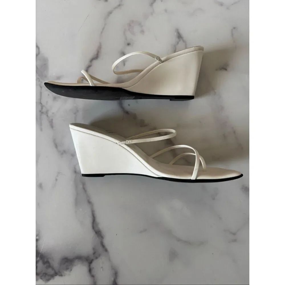 Jeffrey Campbell women’s white wedge palate sandal minimalist heels open toe str - Picture 3 of 6
